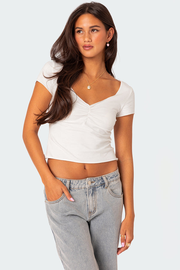 Ava V Neck Ruched Top view 1
