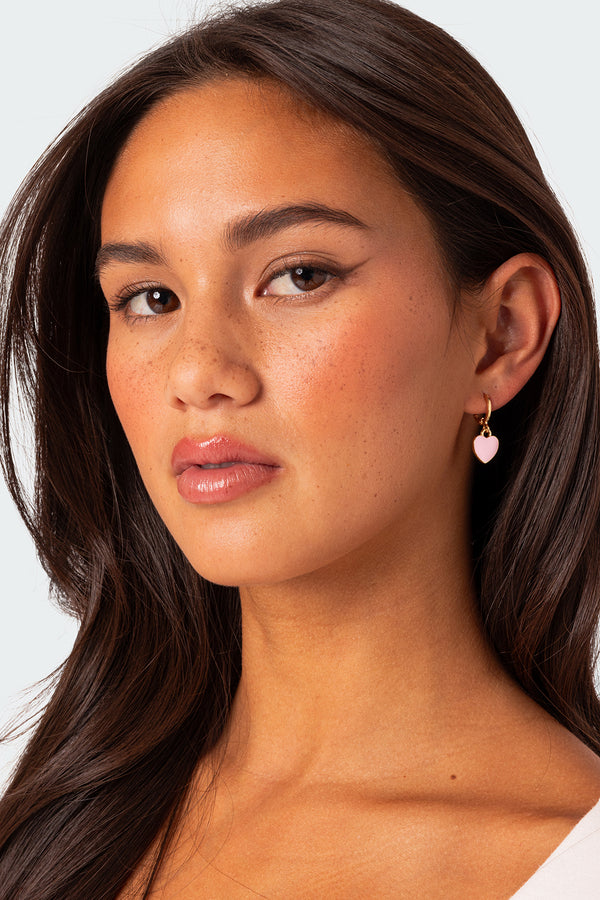 Pinky Heart Earrings view 2