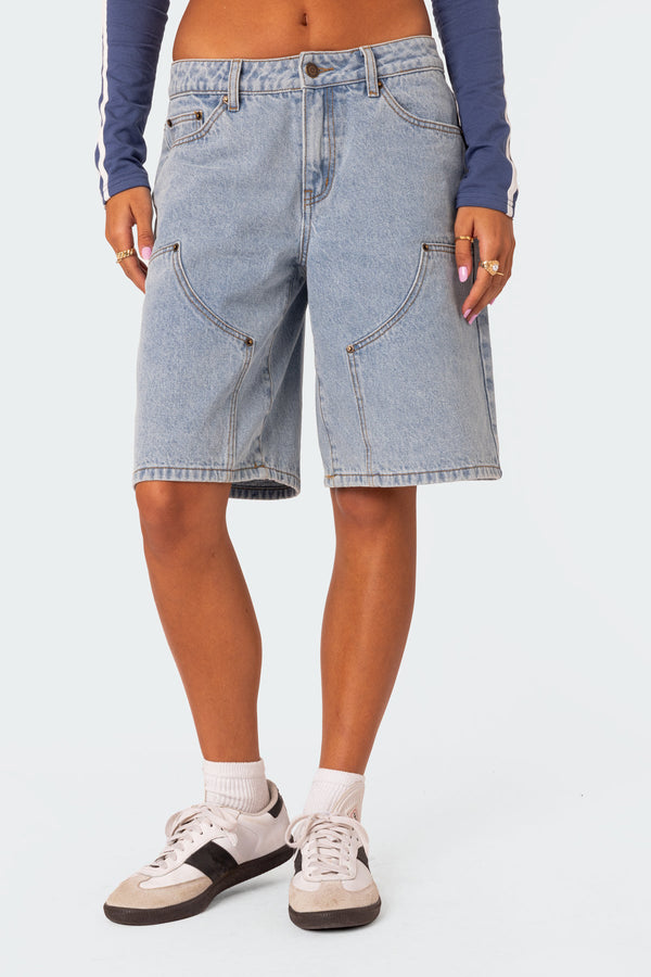 Jacqui Low Rise Denim Bermuda Shorts view 2