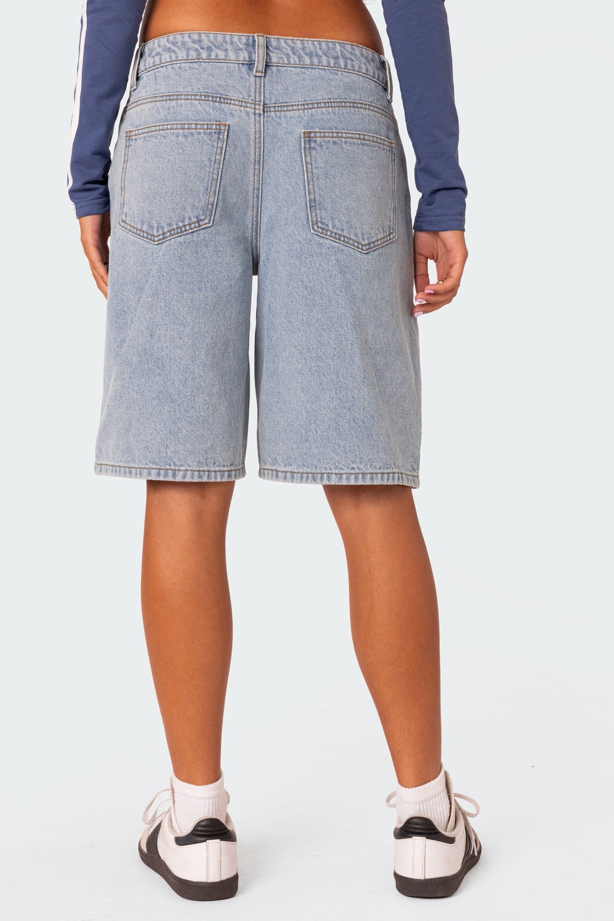 Jacqui Low Rise Denim Bermuda Shorts