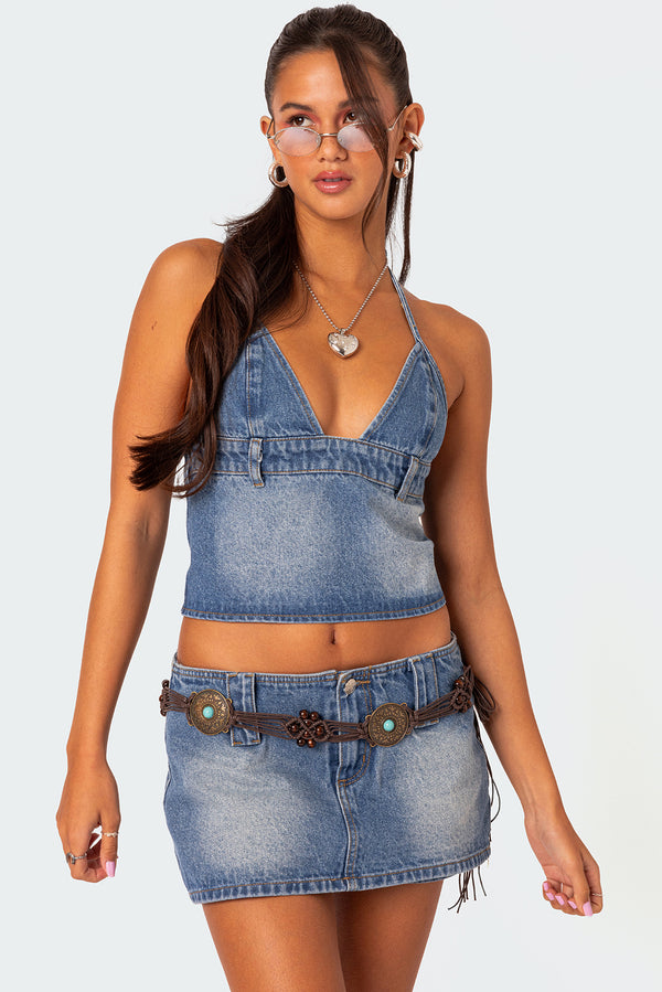 Wanona Denim Halter Top view 1