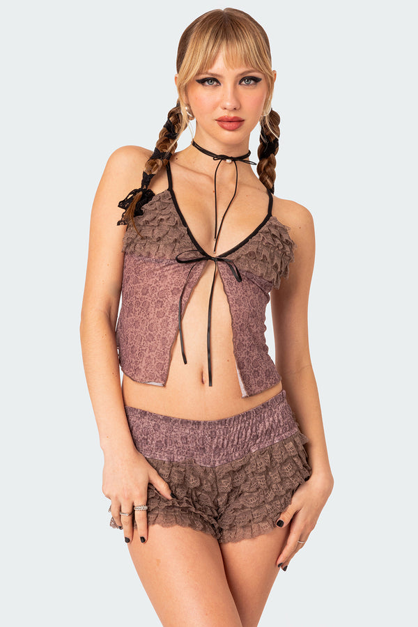 Janis Floral Ruffled Tank Top view 1