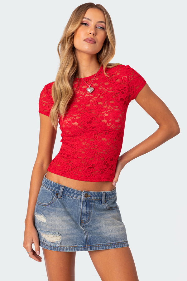 Kaori Sheer Lace Top view 1