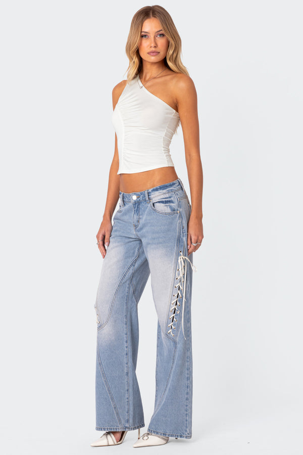 Ivy Ruched One Shoulder Top view 2