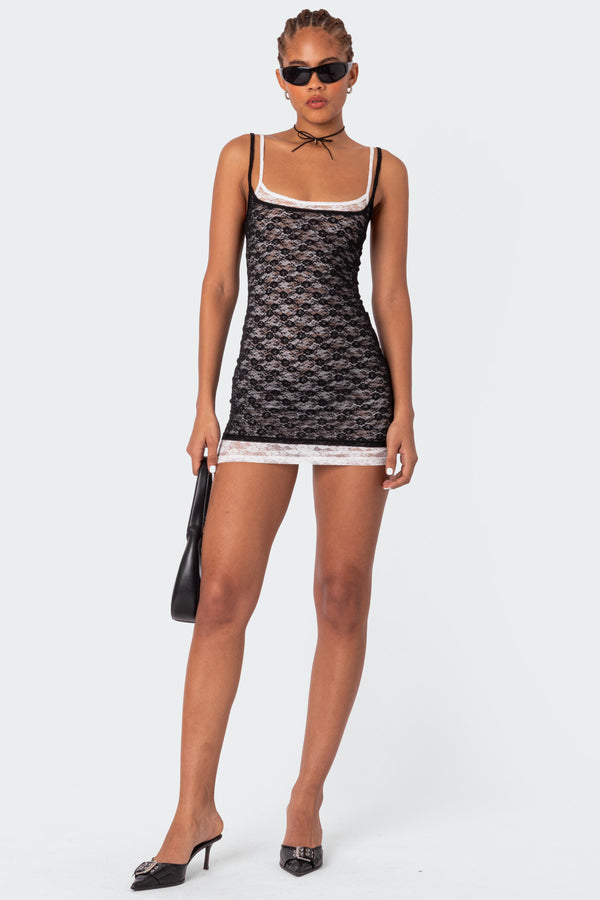 Vivian Layered Lace Mini Dress view 1