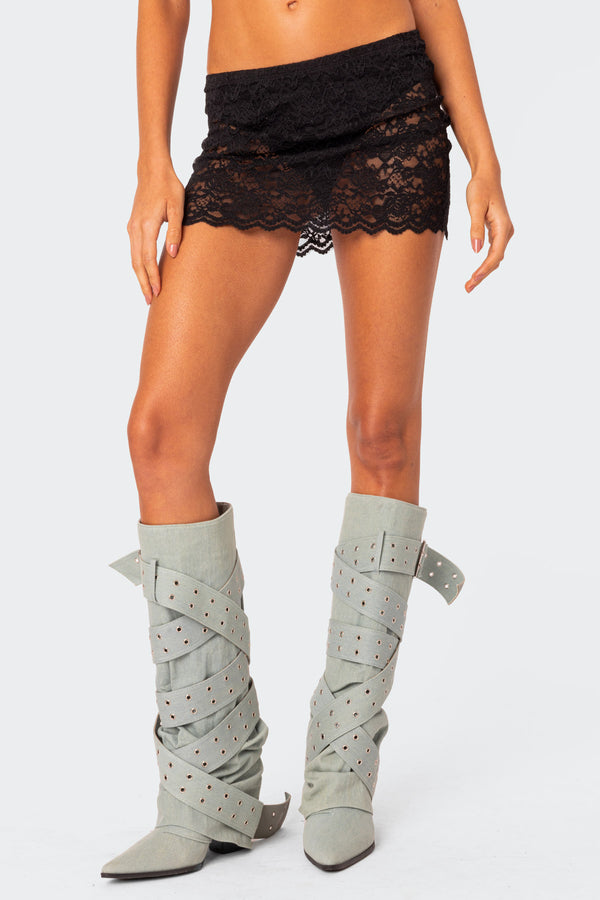 Kaylie Sheer Lace Mini Skirt view 2