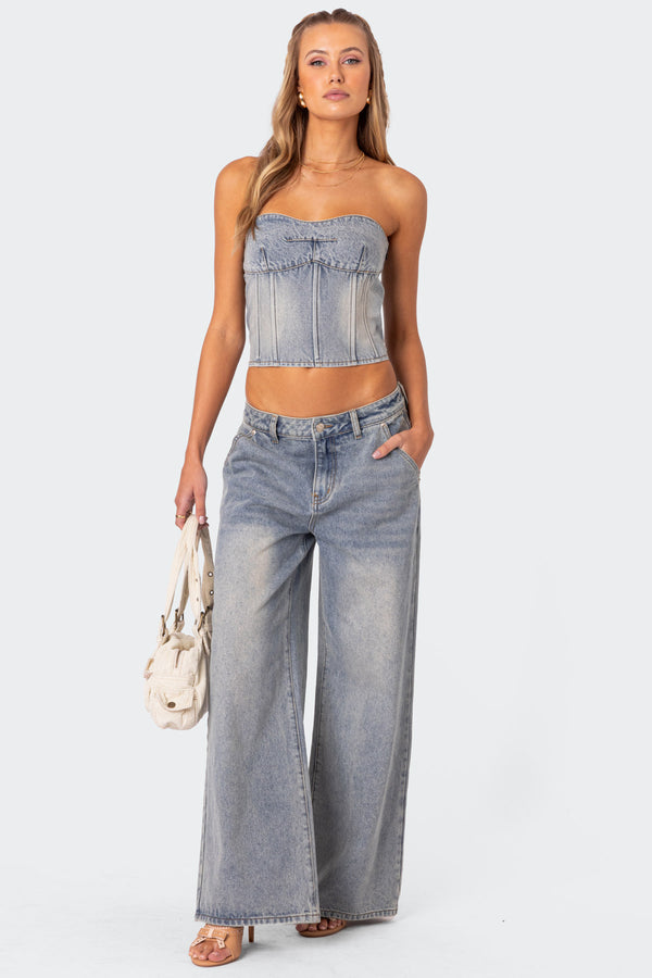 Myla Washed Low Rise Baggy Jeans view 1