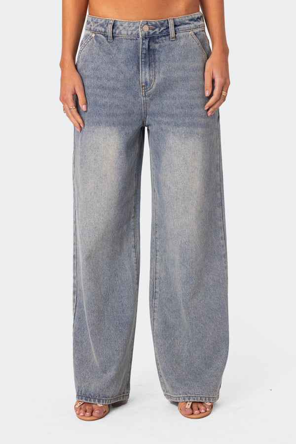 Myla Washed Low Rise Baggy Jeans view 2