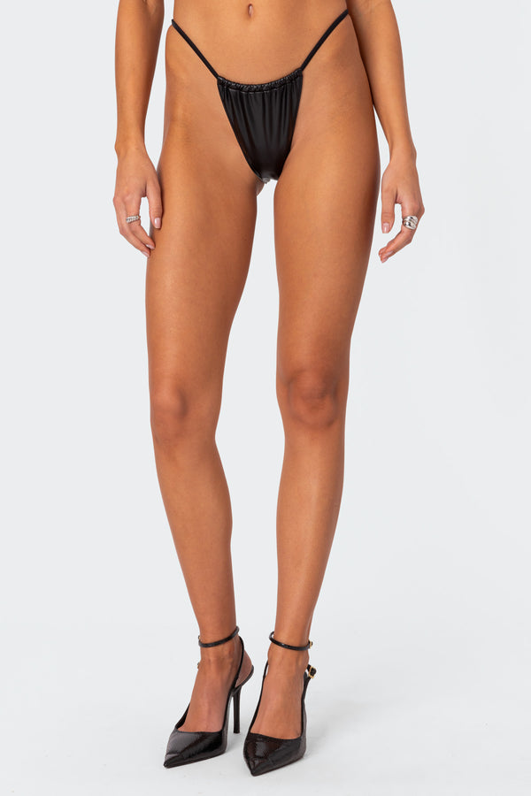 Bruna Faux Leather Bikini Bottom view 1