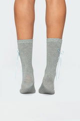 Ribbon & Flower Button Socks