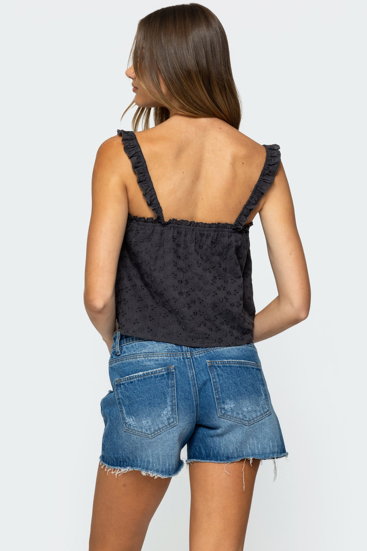 Tami Eyelet Ruffle Tank Top