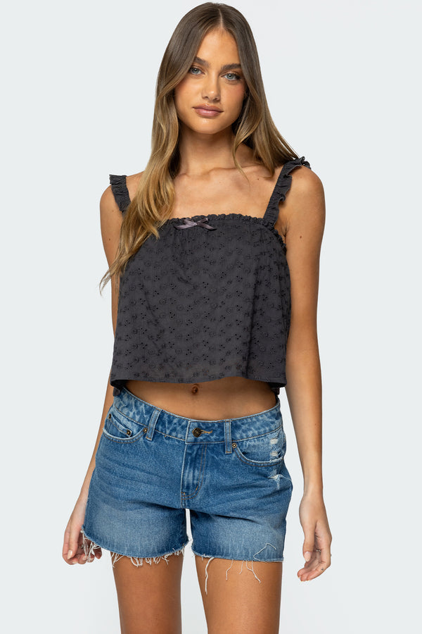 Tami Eyelet Ruffle Tank Top view 1