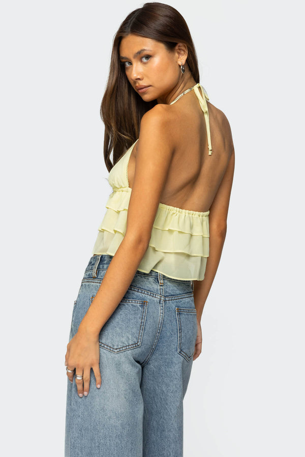 Zephi Split Front Ruffled Top view 2