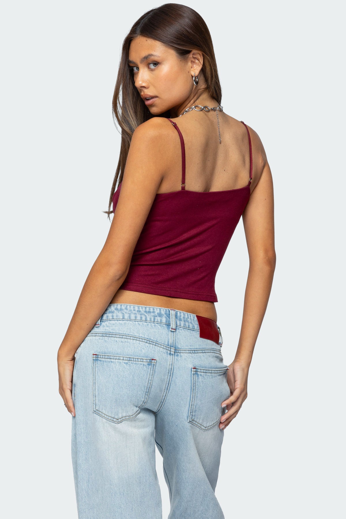 Layered Bra Cowl Neck Top