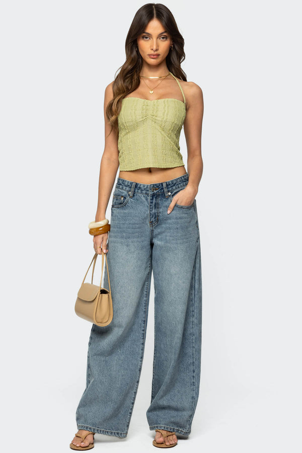 Galya Textured Halter Top view 2