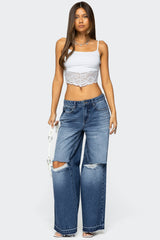 Xenia Distressed Low Rise Baggy Jeans
