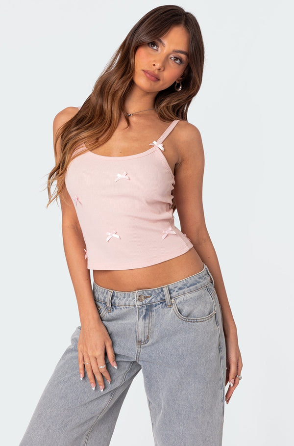 Emilia Ribbed Bow Tank Top view 1