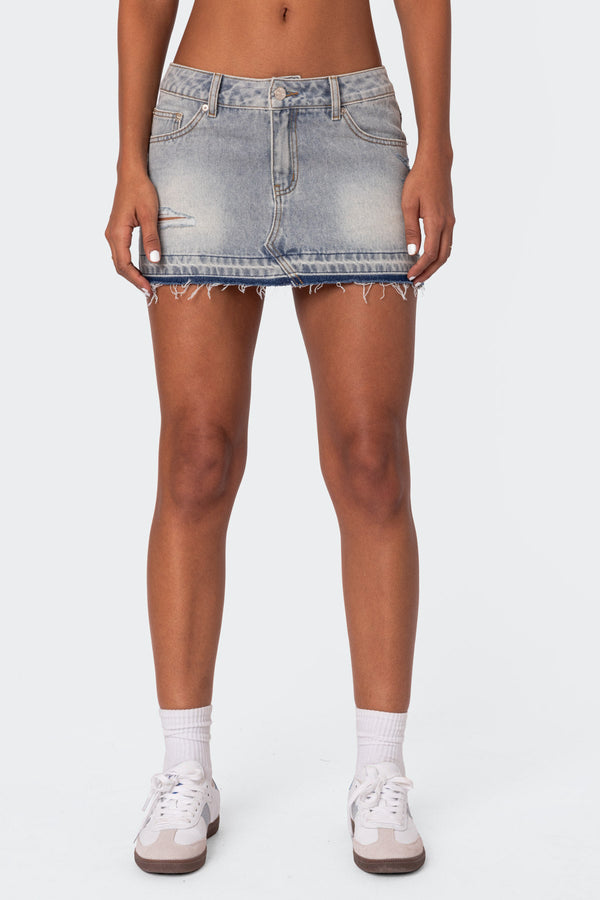 Priyanka Distressed Denim Mini Skirt view 2