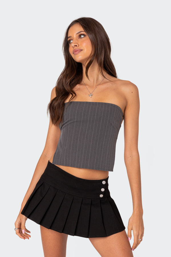 Pinstripe Open Back Strapless Top view 2