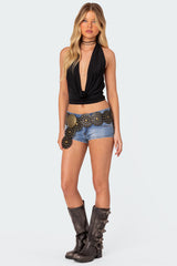 Honey Low Rise Denim Micro Shorts