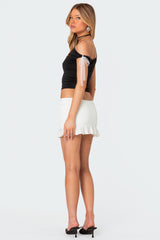 Lace Bow Asymmetric Top