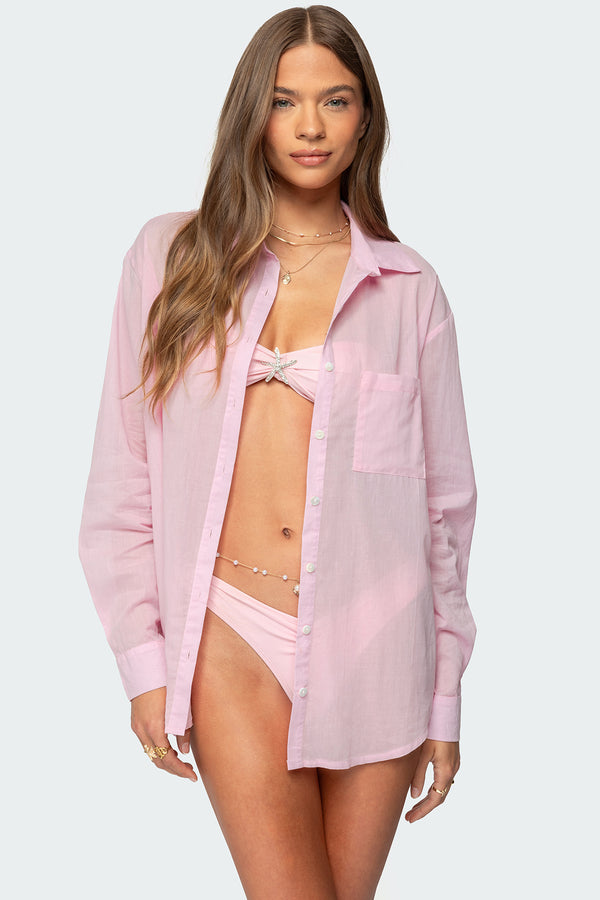 Kellen Oversized Cotton Button Up Shirt view 1