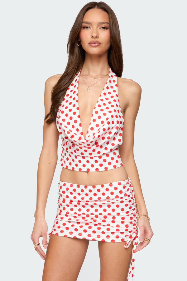 Zoe Polka Dot Cowl Neck Top view 1