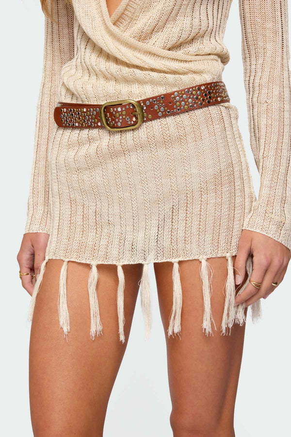 Zinia Studded Faux Leather Belt view 1