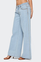 Stassie Studded Low Rise Baggy Jeans