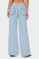 Stassie Studded Low Rise Baggy Jeans