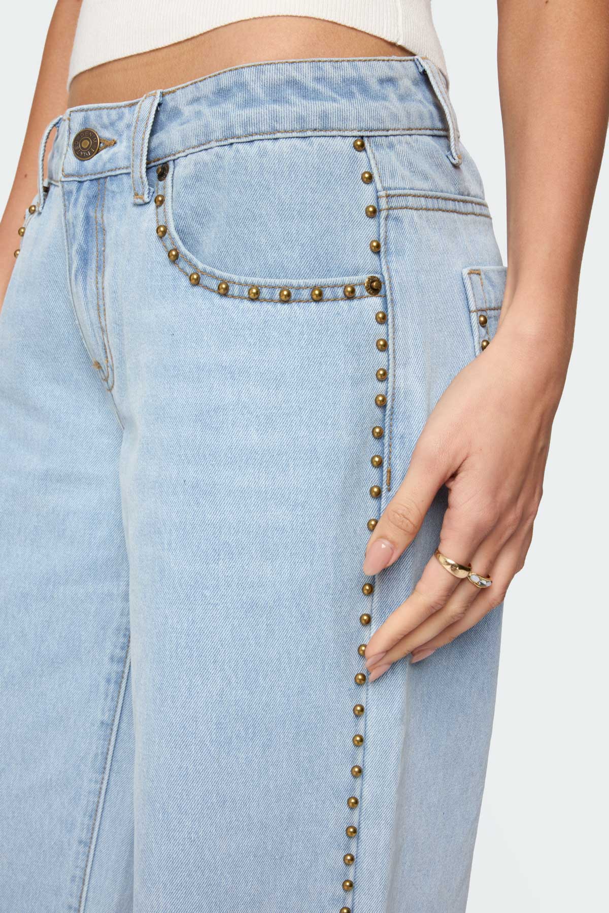 Stassie Studded Low Rise Baggy Jeans