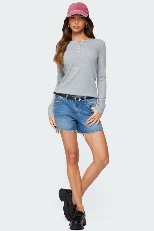 Helaine Waffle Henley T Shirt view 2