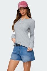 Helaine Waffle Henley T Shirt