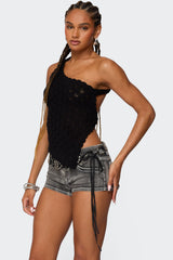 Codi Backless Asymmetric Knit Top