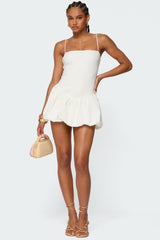 Ribbed Bubble Skirt Mini Dress
