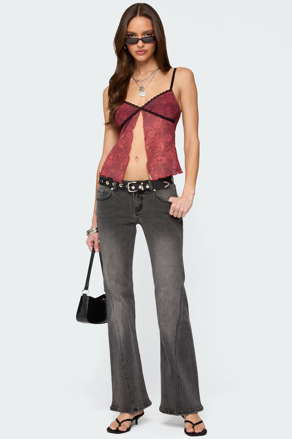 Printed Mesh Split Front Top view 2