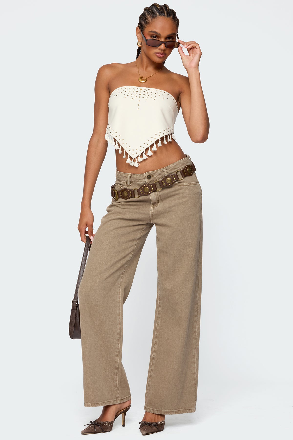 Stud & Tassel Handkerchief Top