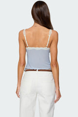 Contrast Lacey Mesh Tank Top