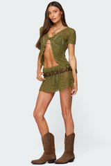 Mabelle Crochet Split Front Top