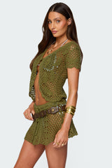 Mabelle Crochet Split Front Top