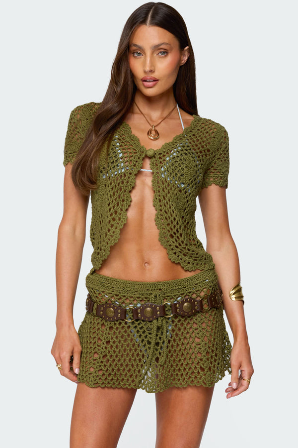 Mabelle Crochet Split Front Top view 1