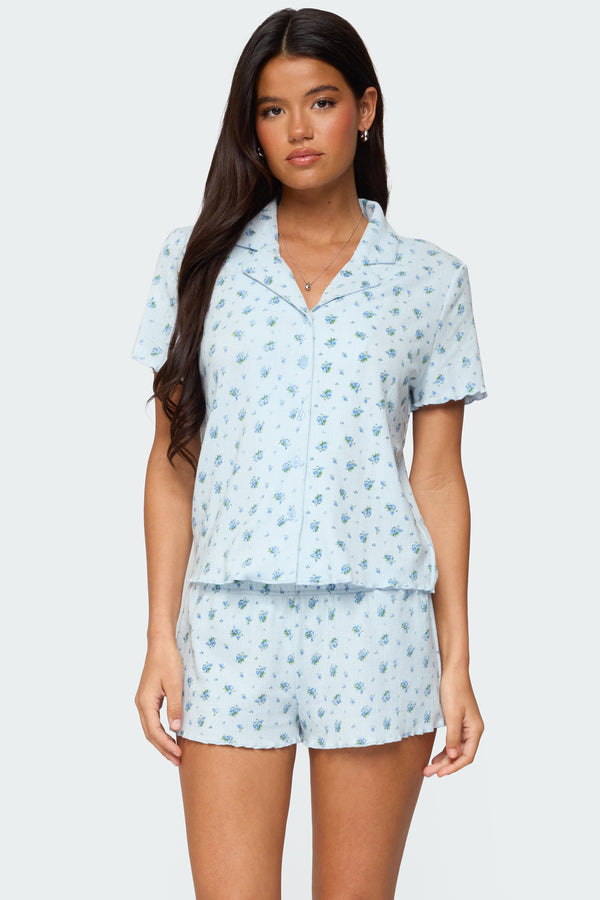 Camden Floral Pointelle Button Up Shirt view 1