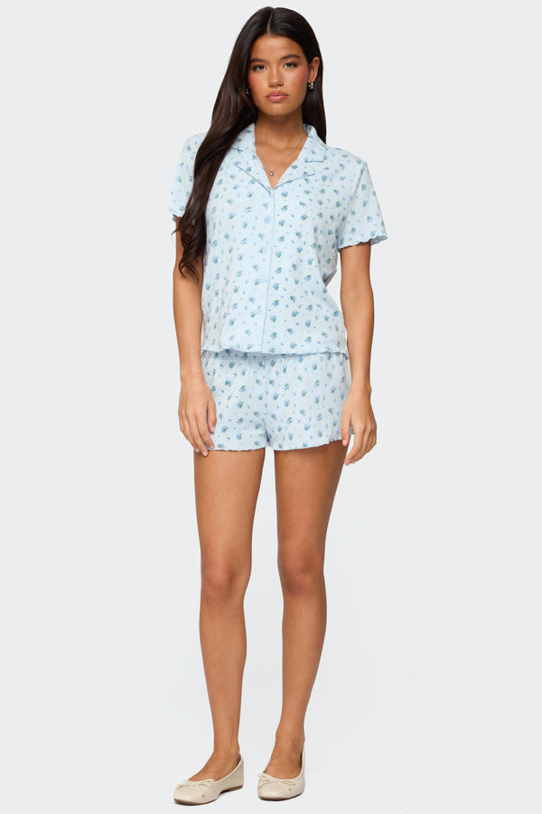 Camden Floral Pointelle Button Up Shirt view 2