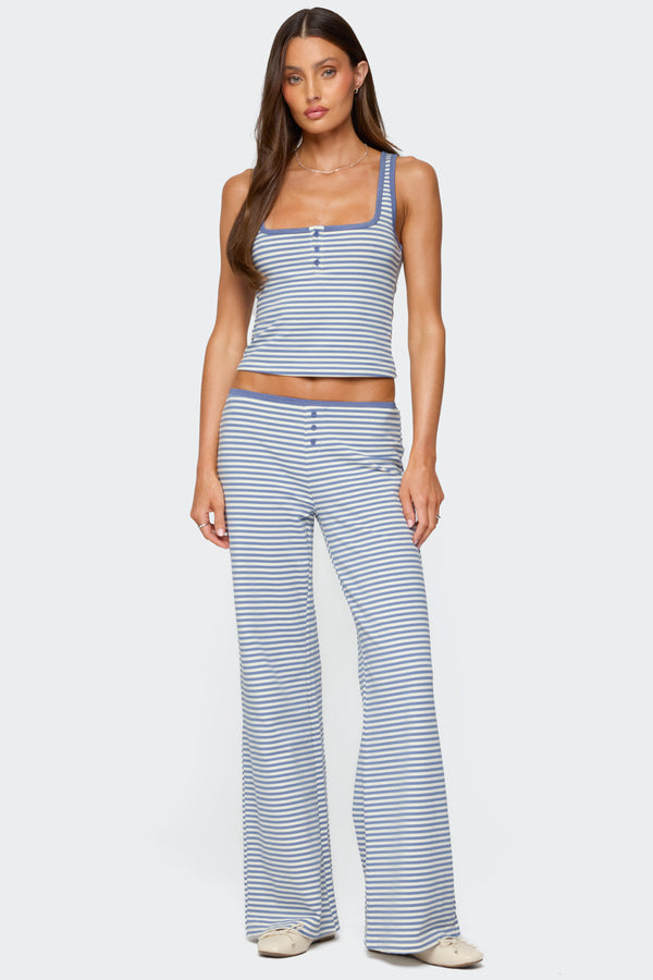 Monti Striped Henley Tank Top view 2