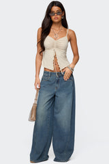 Landon Drawstring Split Front Top