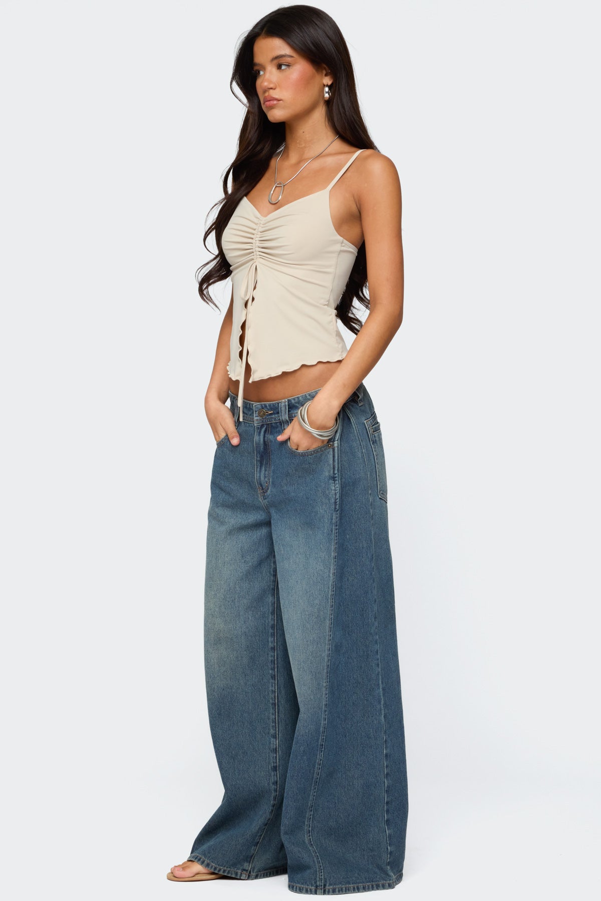 Landon Drawstring Split Front Top