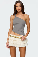 Knotted One Shoulder Asymmetric Top