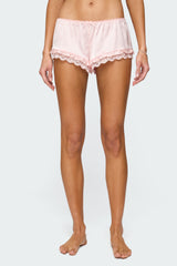 Clair Ruffle Lacey Satin Effect Shorts
