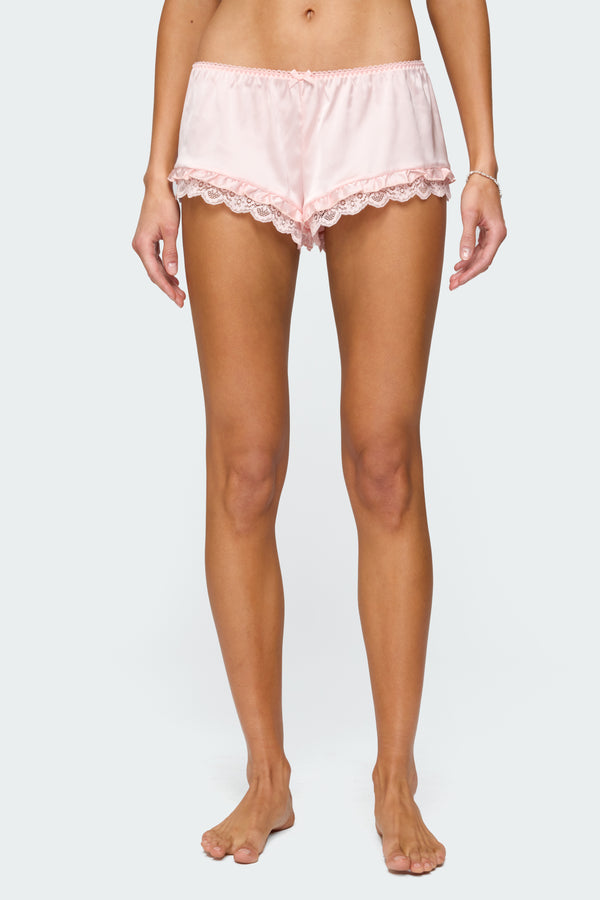 Clair Ruffle Lacey Satin Effect Shorts view 2