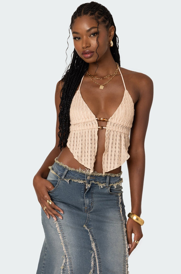 Anaya Textured Open Back Top view 1